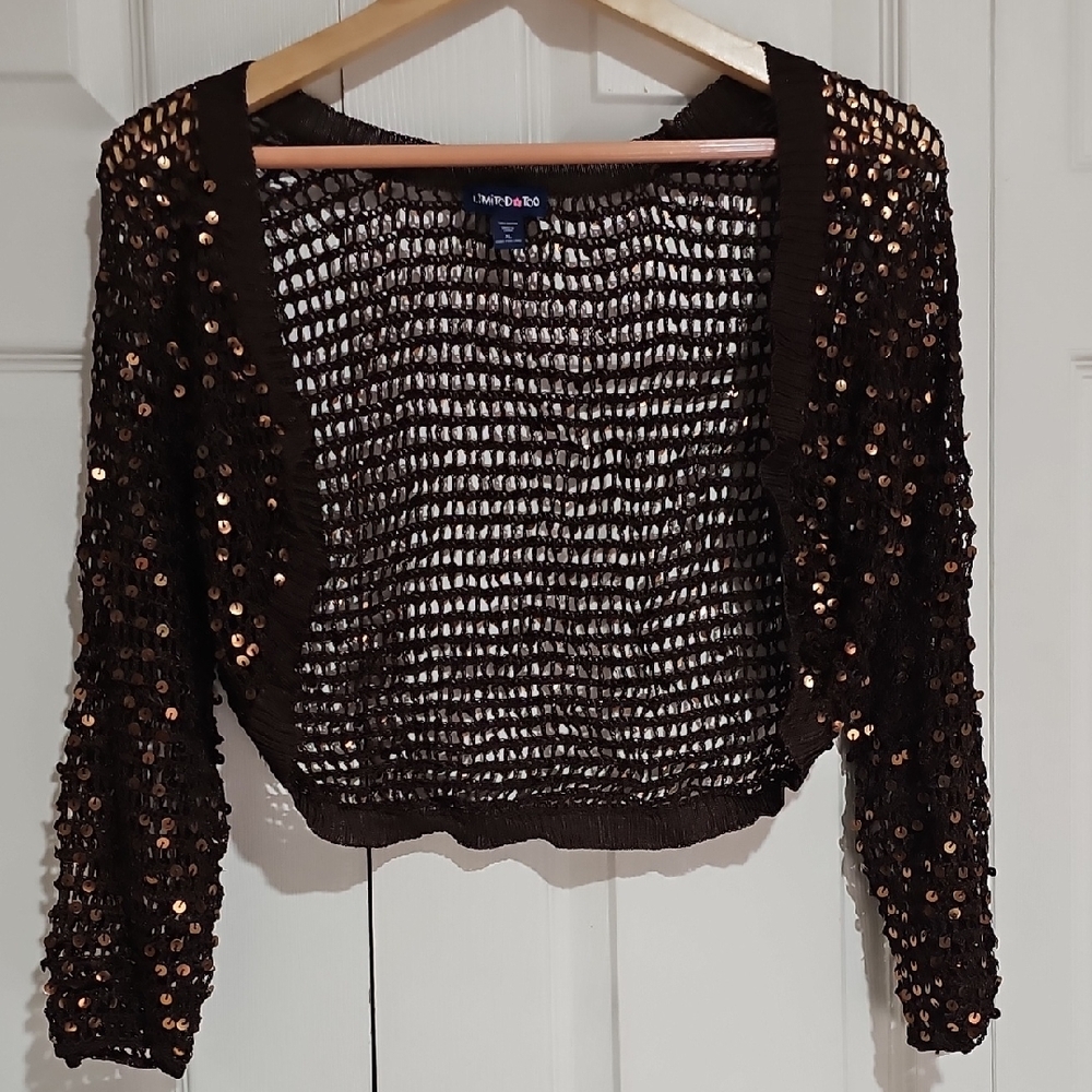 Limited Too Y2K Brown Sequin Mesh Shrug – Size XL